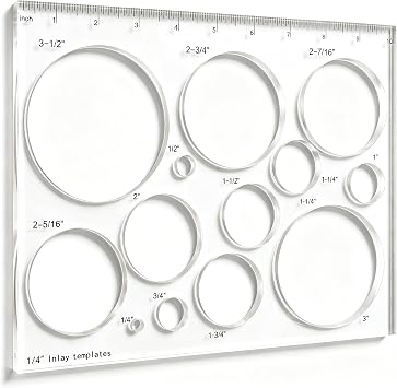 Circle Grommet Template, Transparent Acrylic Router Template for Woodworking, 13 Circle Sizes 1/4" to 3-1/2" for Inlays and Grommet Holes, Circle Maker Tool for DIY Projects