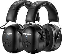 Vista 17 de PROHEAR Auriculares de protección auditiva Bluetooth 5.0 037 con batería recargable de 1100 mAh, 25 dB NRR de reducción de ruido con tiempo de negro