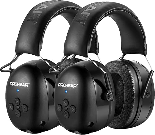 PROHEAR 037 Paquete de 2 auriculares Bluetooth 6.0 de protección auditiva con recargables, 30dB SNR reducción de ruido de seguridad para talleres de