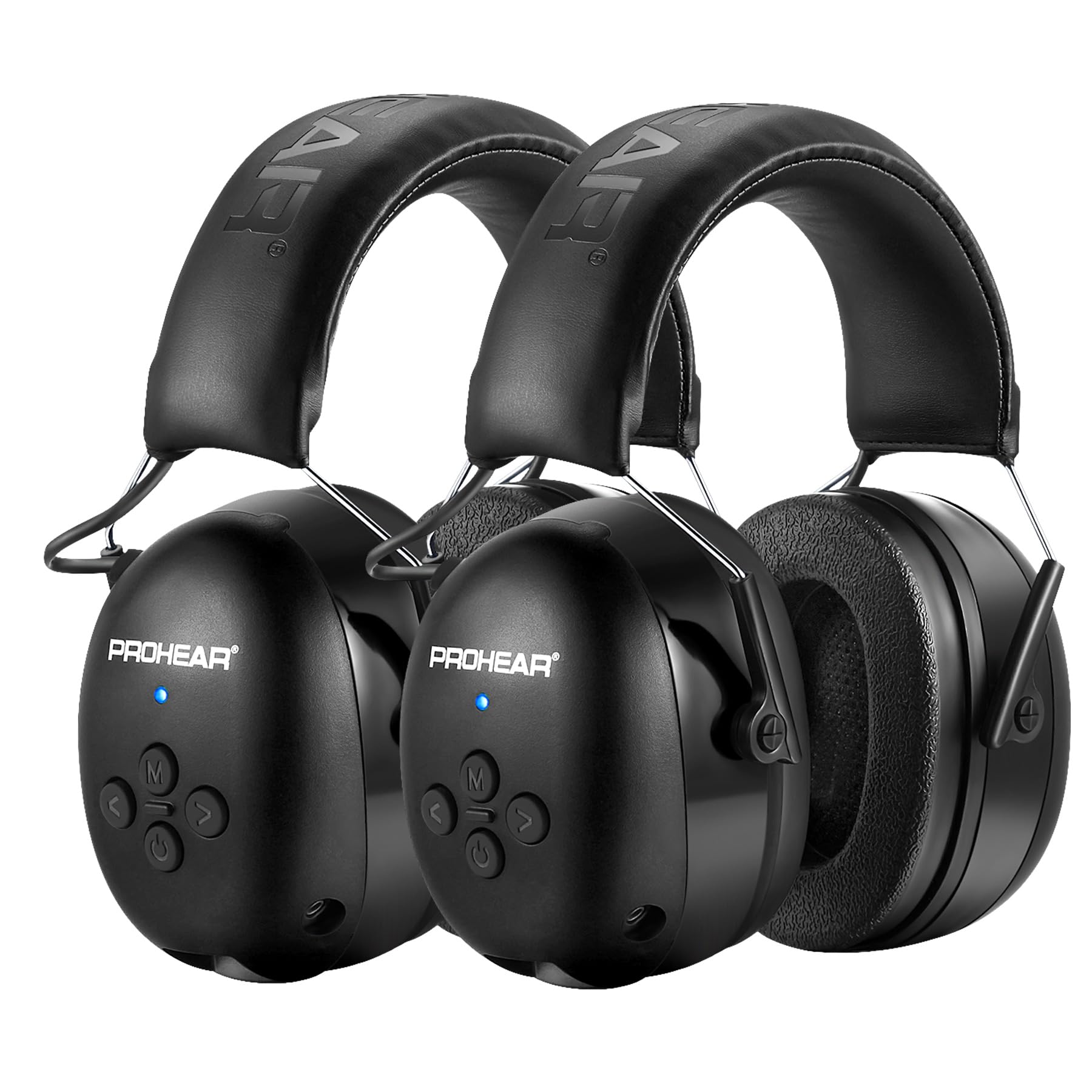 PROHEAR 037 2 Pack Bluetooth 6.0 Hearing Protection Headphones with Rechargeable, 30dB SNR Safety Noise Reduction Ear Muffs for Mowing Workshops