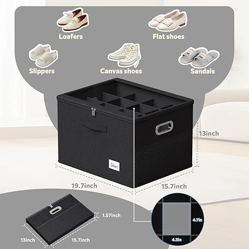 Miniatura 6 de Organizador de zapatos para armario, contenedores de almacenamiento grandes con ventana transparente, contenedor de zapatos que ahorra espacio con