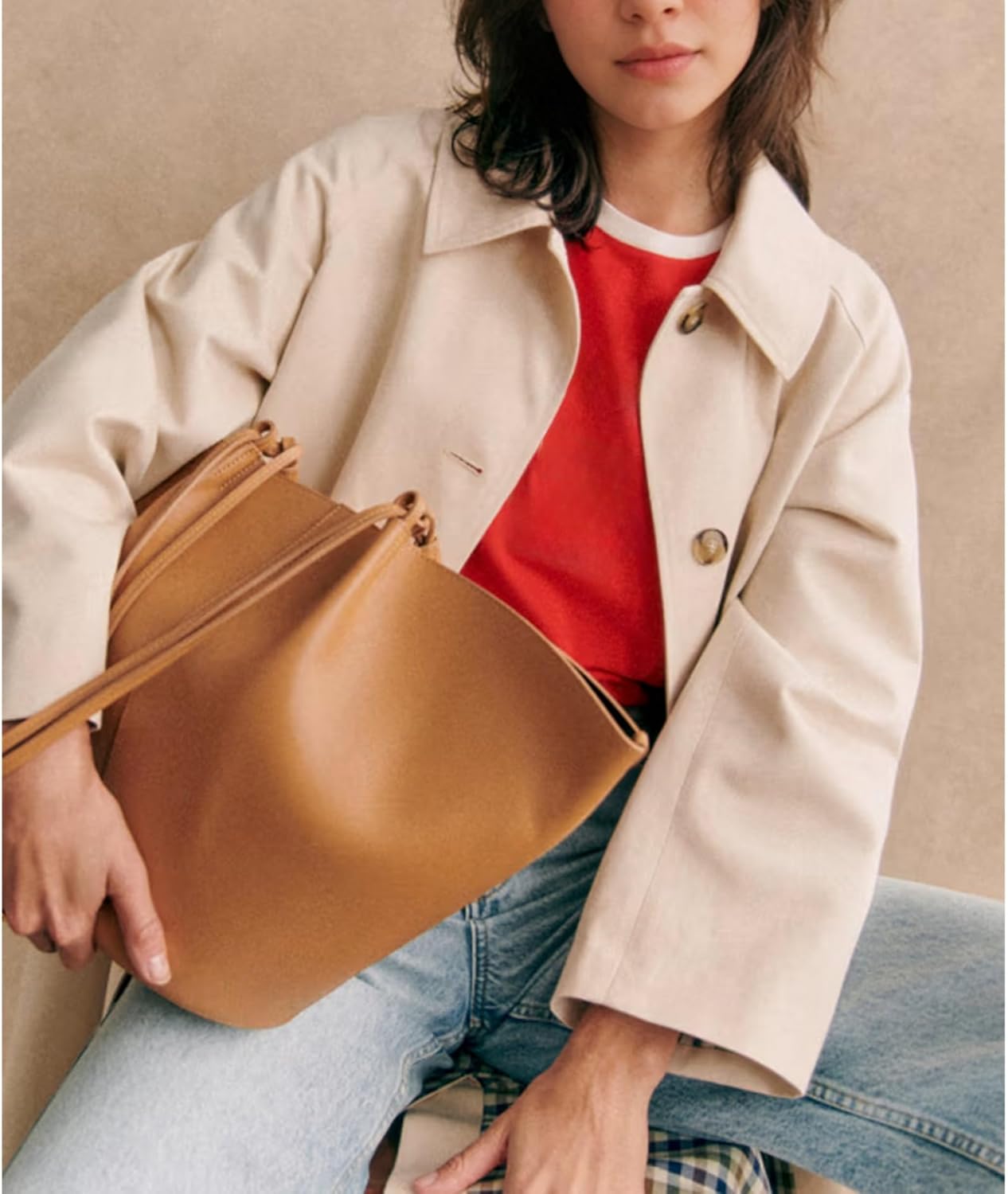 Songling Womens Long Trench Coat Single Breasted Oversized Windproof Trendy Fall Jacket Outerwear Coats - Image 3