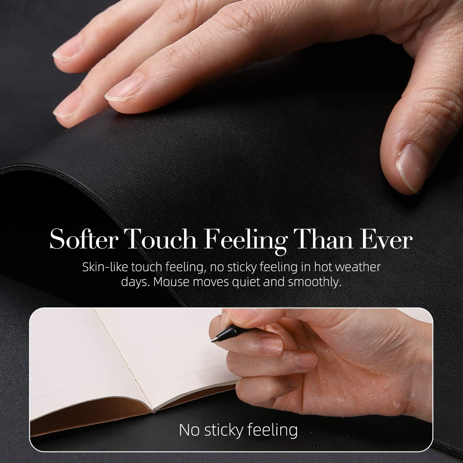 Leather Desk Pad, Non-Slip Office Desk Pad Protector, Easy Clean Waterproof Desk Blotter, Non-Sticky Laptop Desk Writing Mat Mouse Pad (Black, 31.5" x 15.7")
