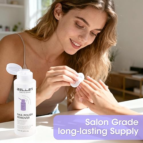 Miniatura 4 de Gellen Removedor de esmalte de uñas removedor de esmalte de uñas sin acetona de 16 onzas líquidas con cabezal de bomba, removedor de esmalte de uñas