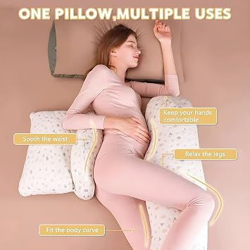 Gonggi 2Pcs Pregnancy Pillows for Sleeping, Full Body Pillow Pregnancy Pillows, Support for Back, Hips, Legs, Upgraded Detachable Soft and Adjustable Pillow Cover