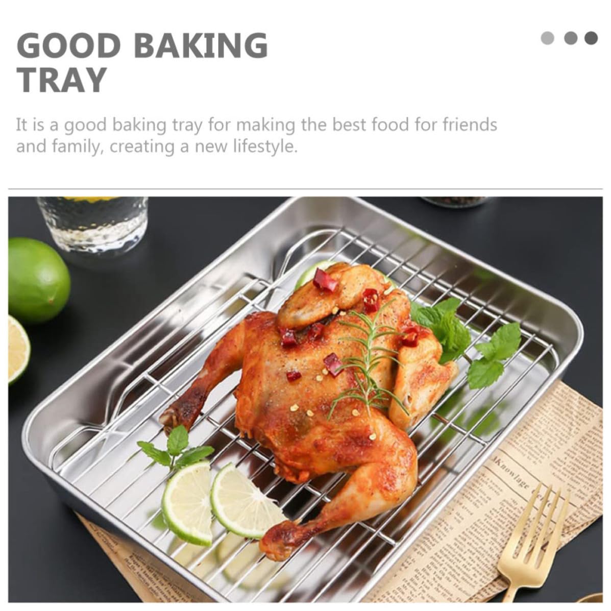 Edelstahl Backblech Satz mit Kühlgitter Multifunktionales Backzubehör für Backofen und Camping Praktisches 1 Satz zum Backen und Kühlen von Gebäck Zufälliger Stil