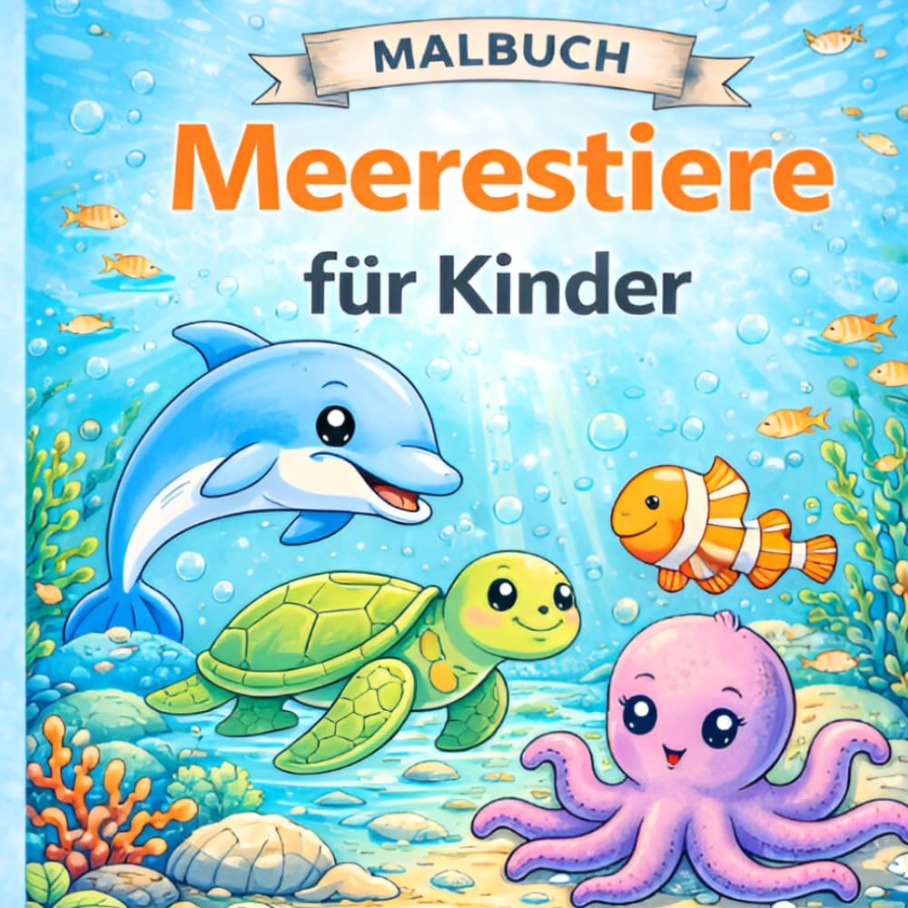 Malbuch Meerestiere ab 2 Jahre – Einfaches Ausmalbuch für Kleinkinder: Große Ausmalbilder mit Delfin, Wal, Schildkröte, Fisch und vielen Meerestieren ... 4 Jahren (Die große Malbuch-Reihe für Kinder)