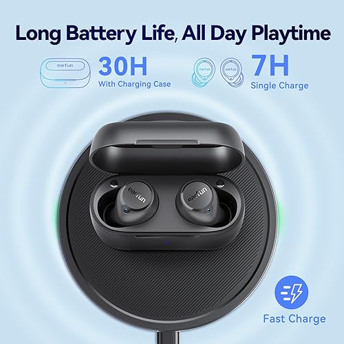 Miniatura 5 de EarFun Auriculares inalámbricos 2S gratis, versión mejorada Auriculares Bluetooth con graves profundos, 4 micrófonos para llamadas claras,