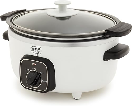 Miniatura 13 de GreenLife 3.5QT Olla de Cocción Lenta, Cerámica Antiadherente Libre de PFAS y No Tóxica con Tazón Interior Desmontable, Programable, Mantiene