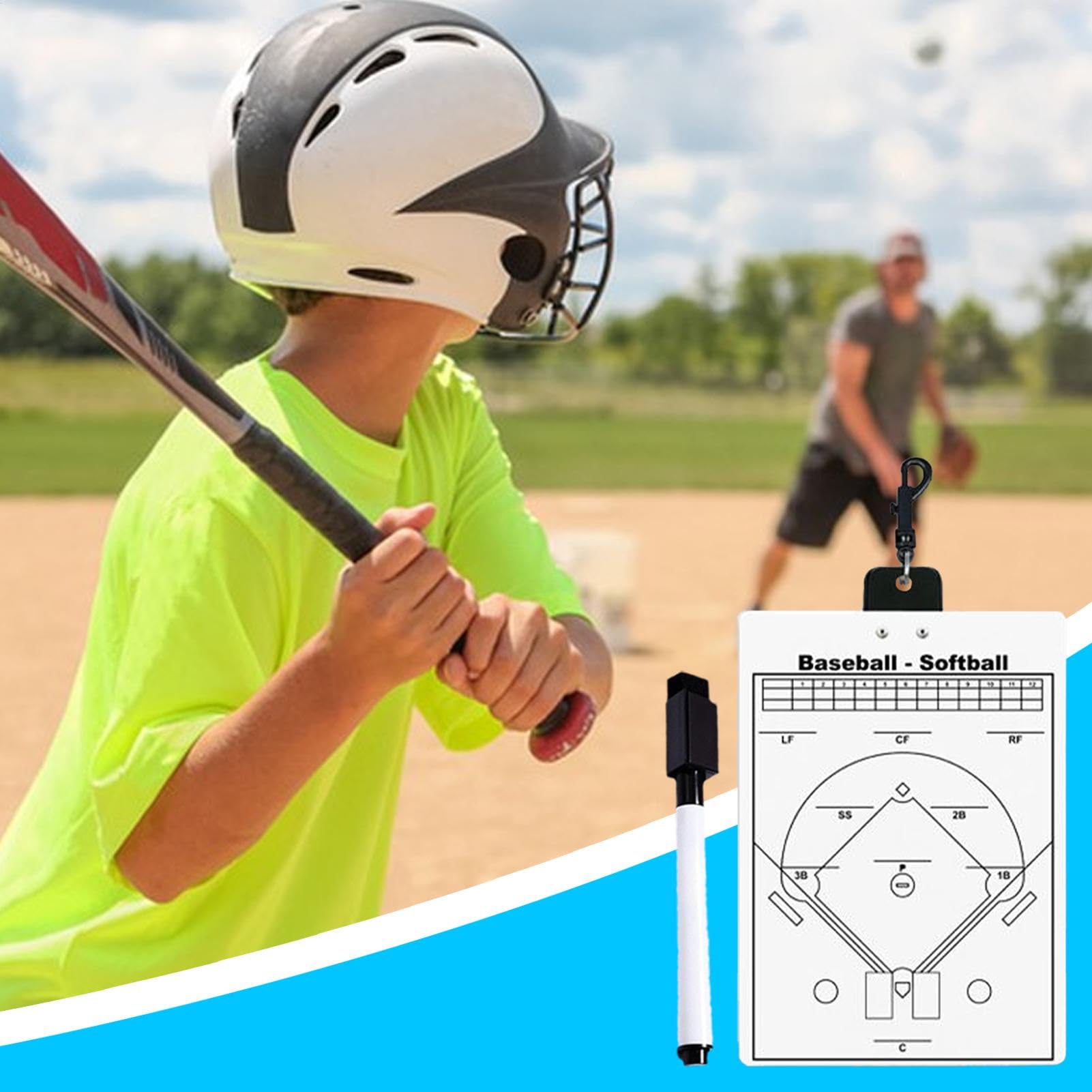 Baseball Clipboard, Double Sided Magnetic Board, Erasable Referee Marker, Halftime and Pre-Game Setup, Easy Cleanup, Lightweight Design, 1 Pack, Ideal for Coaches and Officials