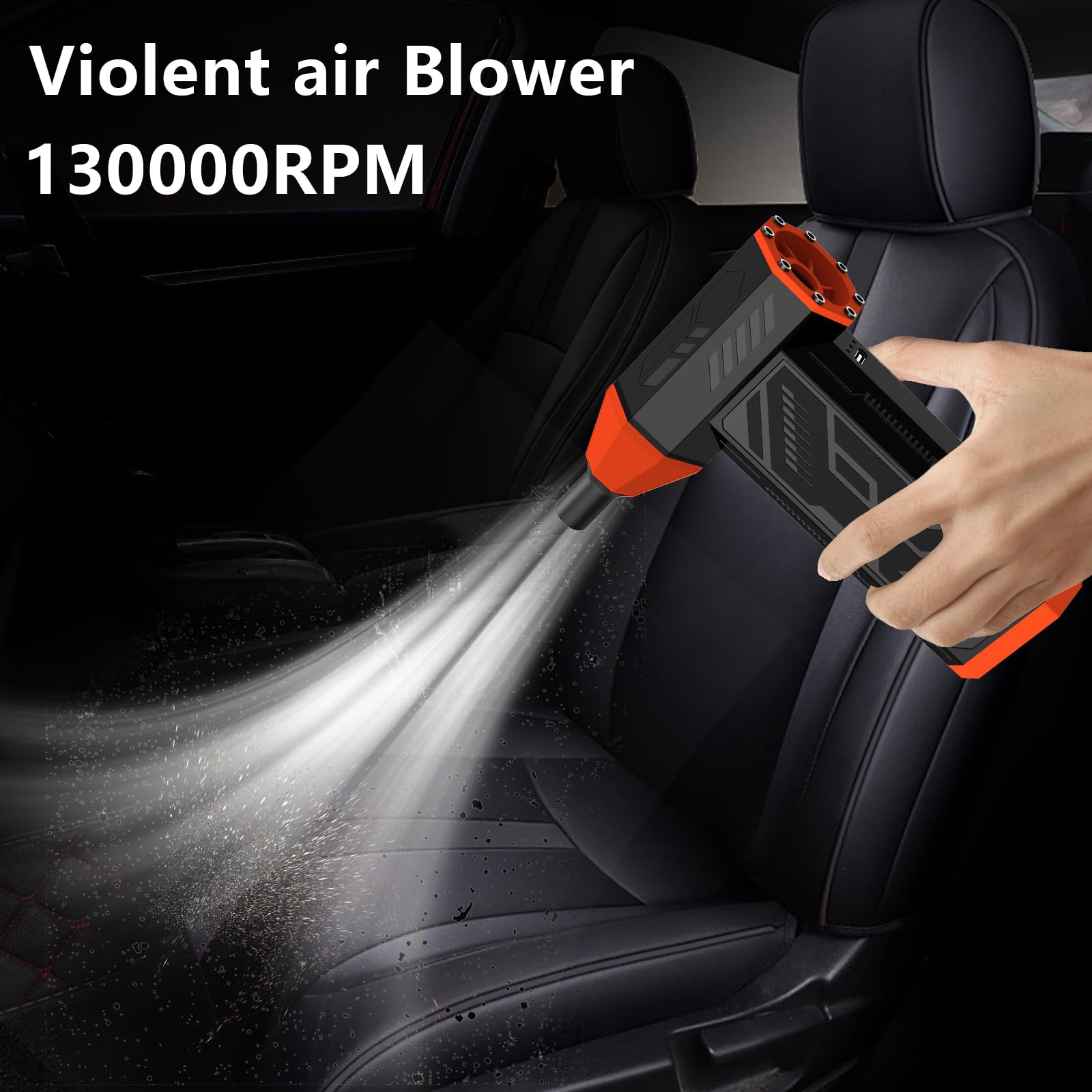 Plumero de Aire Comprimido-130000RPM Plumero de Aire Eléctrico para PC&Limpieza de Teclado，4-Velocidades Turbo Ventilador Inalámbrico Recargable Reutilizable Blaster de Aire Comprimido para Coche, Cam
