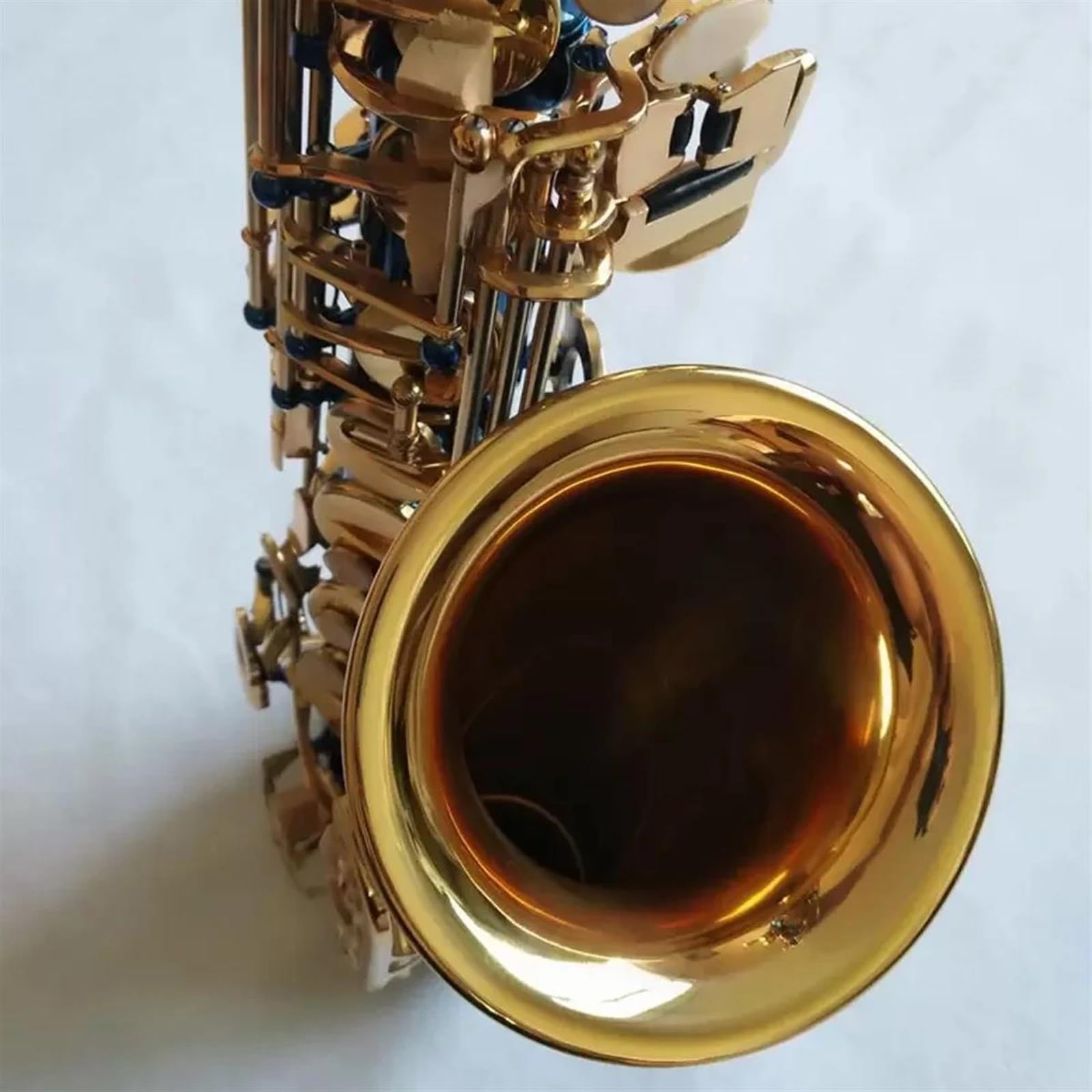 Saksofon Saksofon Altowy Eb Błękitny Mosiądz Jeden Do Jednego Japoński, Rzemieślniczy Instrument Jazzowy Z Futerałem (Color : Leather bag)