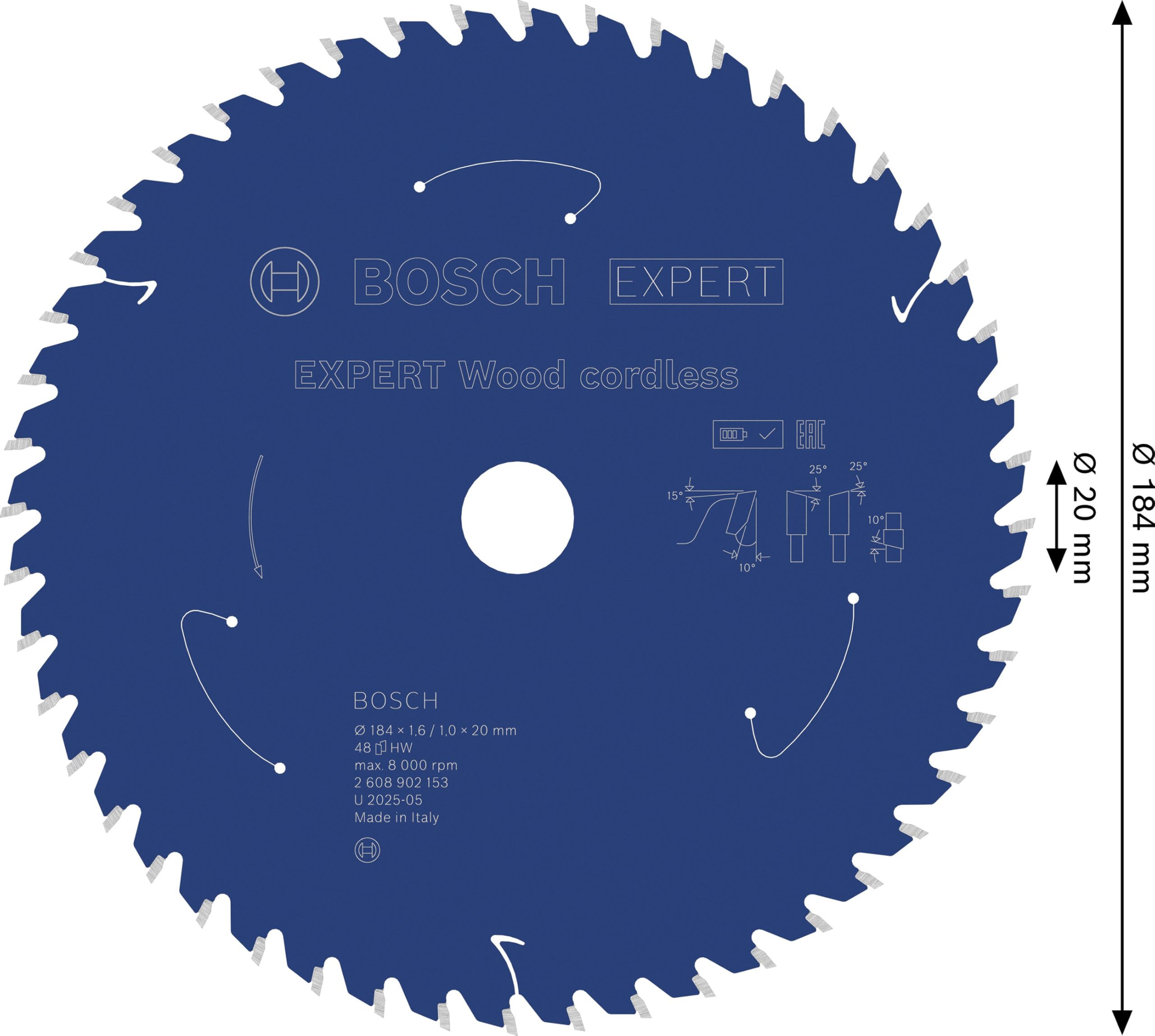 Bosch 1x Hoja de sierra circular EXPERT Wood cordless