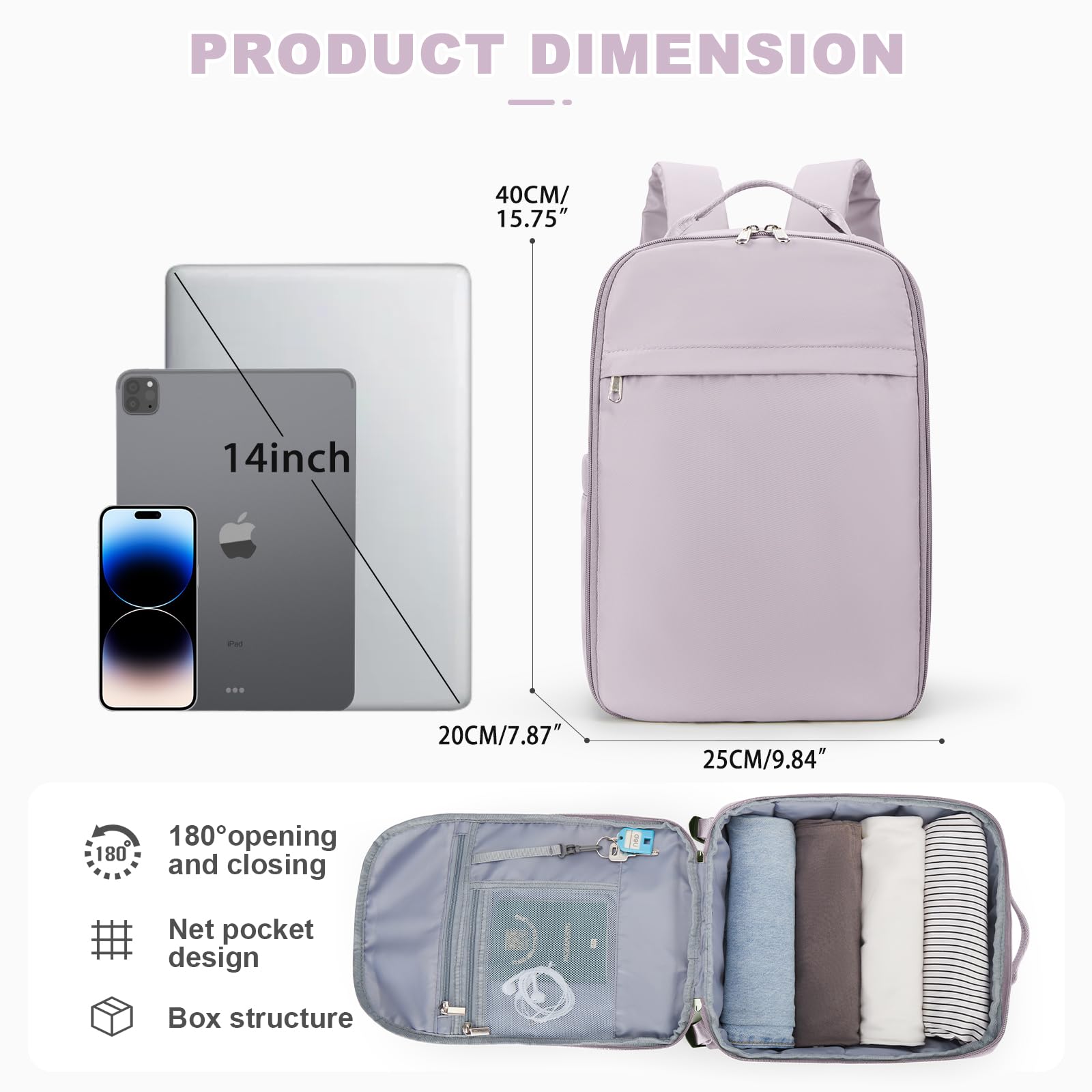SZLX Borse da Viaggio 45x36x20 Zaino Easyjet Donna Zaino Ryanair 40x20x25 Bagaglio a Mano Zaino impermeabile uomo trekking, Borsa da Viaggio Cabina aereo Zaino per Laptop con Porta di ricarica USB