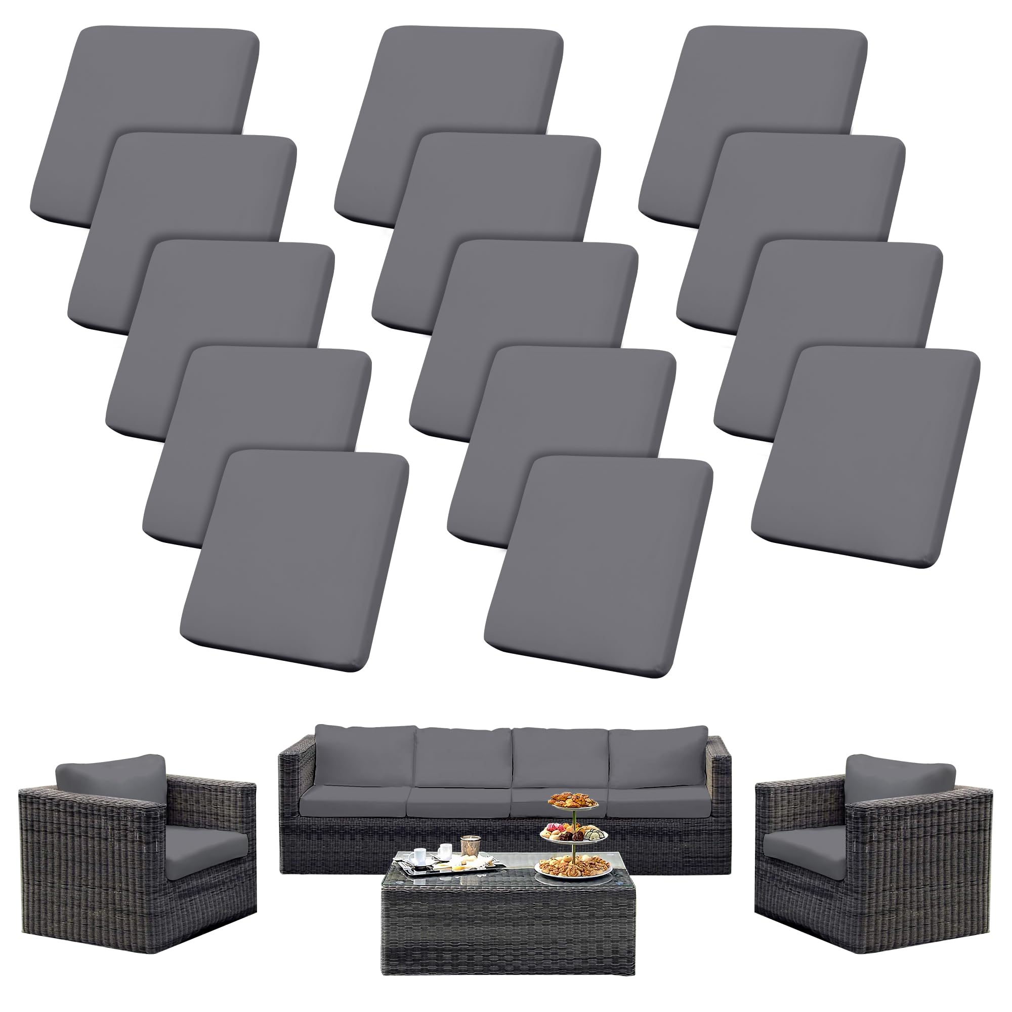 Photo 1 of SUKAIKEQA Outdoor Cushion Covers Set,14PCS Patio Furniture Couch Seat Slipcovers, Replacement for Sofa Sectional Chair(Cover?Only)