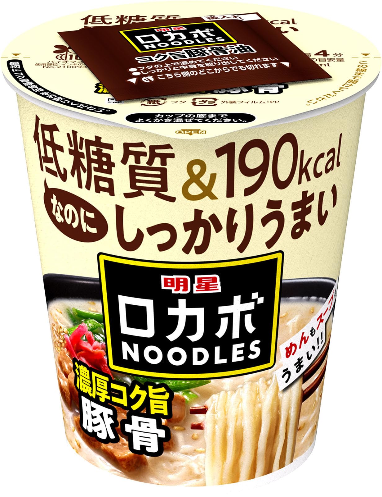 Amazon.co.jp: 明星 ロカボNOODLES 濃厚コク旨豚骨[190kcal、糖