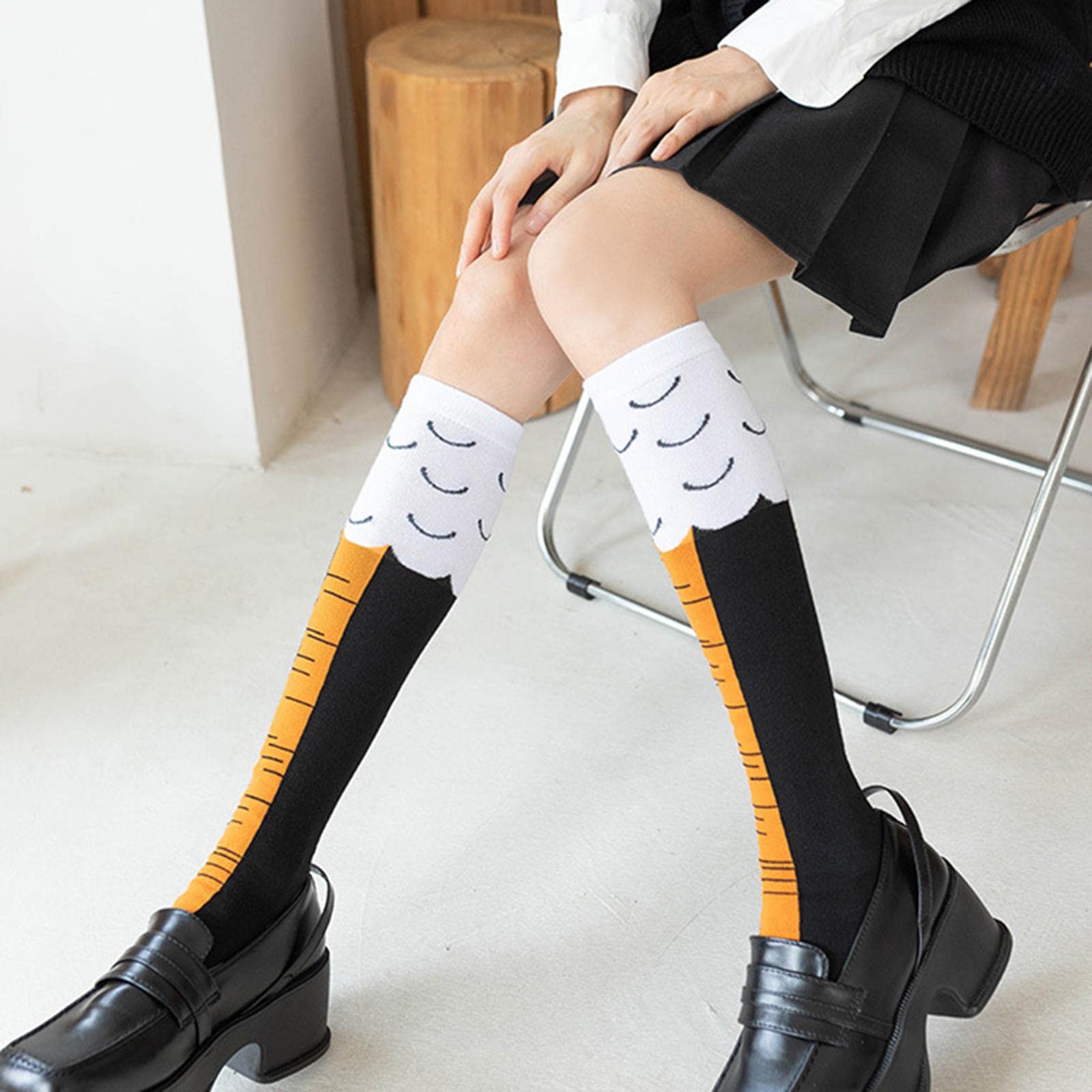 Lot De 3 Paires De Chaussettes Motif Pattes De Poulet, Motif Pattes De