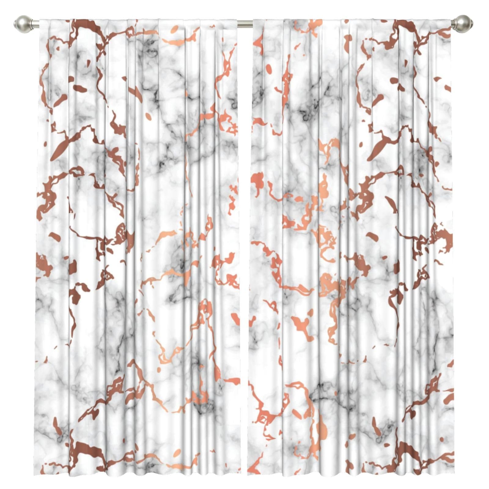 InOmak Marble Texture Copper Splatter, 2 Panels Window Curtains 52 x 84 Inch Blackout Curtains for Living Room Bedroom