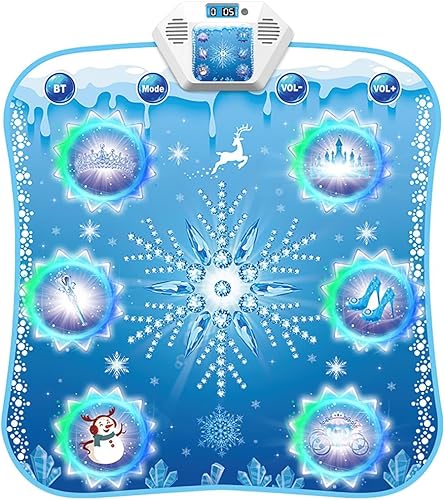 Miniatura 7 de Alfombrilla de baile para niños con Bluetooth, 6 flechas iluminadas, 5 modos de juego, música incorporada, juguetes congelados para niños y niñas,