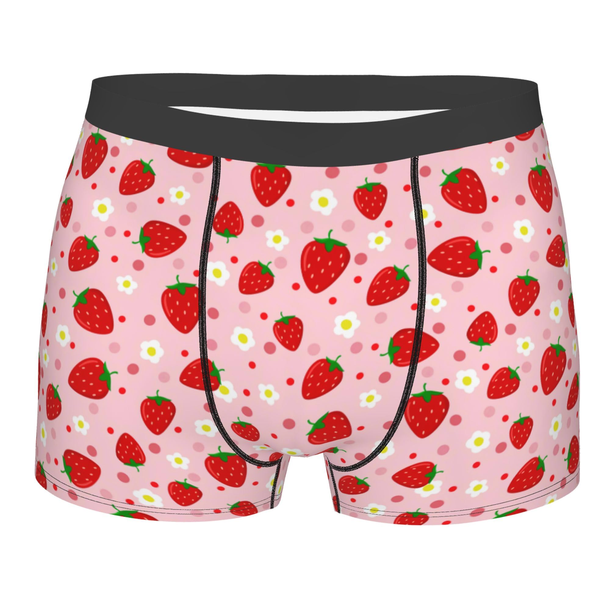 peiyeety Comic Strawberry Daisies Boxer Briefs For Men Comic Strawberry Daisies Boxer Shorts Pouch Support Boxer Trunk Wide Waistband Sports Underwear XL