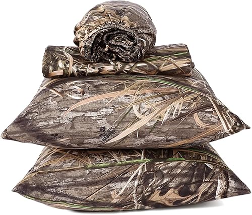 Miniatura 6 de Juego de sábanas de microfibra Shadow Grass Habitat King ligero camuflaje con funda de almohada, juego de sábanas suaves y acogedoras de 4 piezas