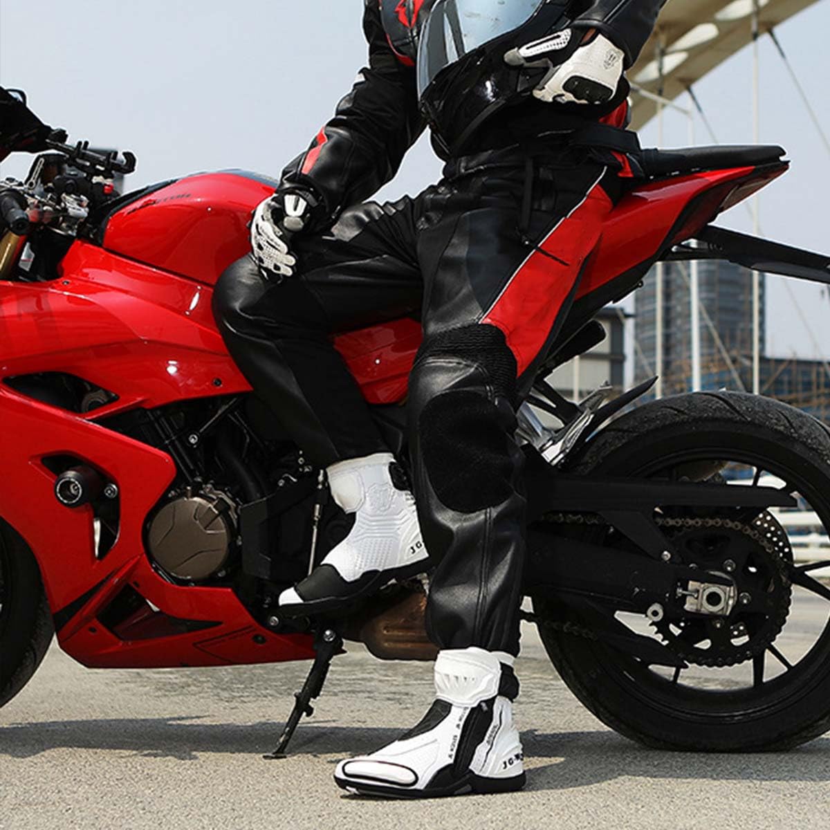 Scarpe da Moto per Uomo e Donna Stivali Motociclisti Protezion Impermeabile con Cerniera Laterale y Suola in Gomma Piena