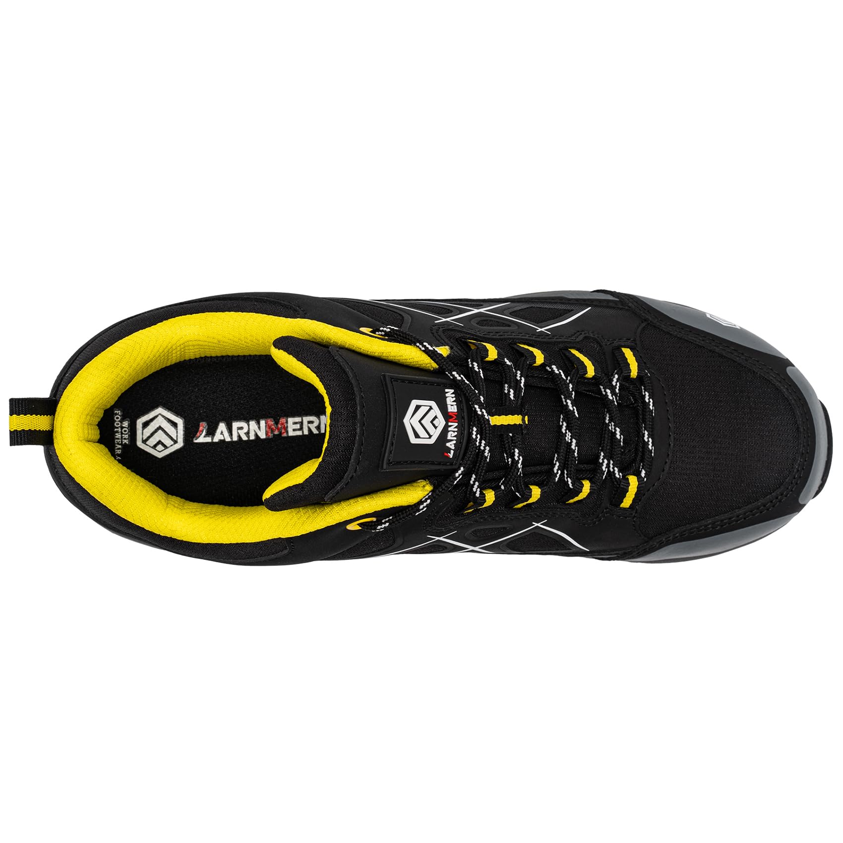 LARNMERN Zapatos de Seguridad Hombre Antiestático Punta de Acero SRC Antideslizante Transpirable Comodos Zapatillas Pies Anchos Cordones Trabajo