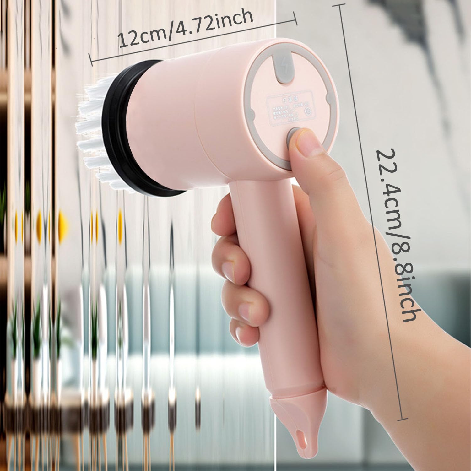 Hanaoni Electric Dish Gun, Pistola per strofinare piatti, 3 velocità regolazione, spazzola di pulizia con 6 testine di ricambio diverse, multifunzione girevole a 360°