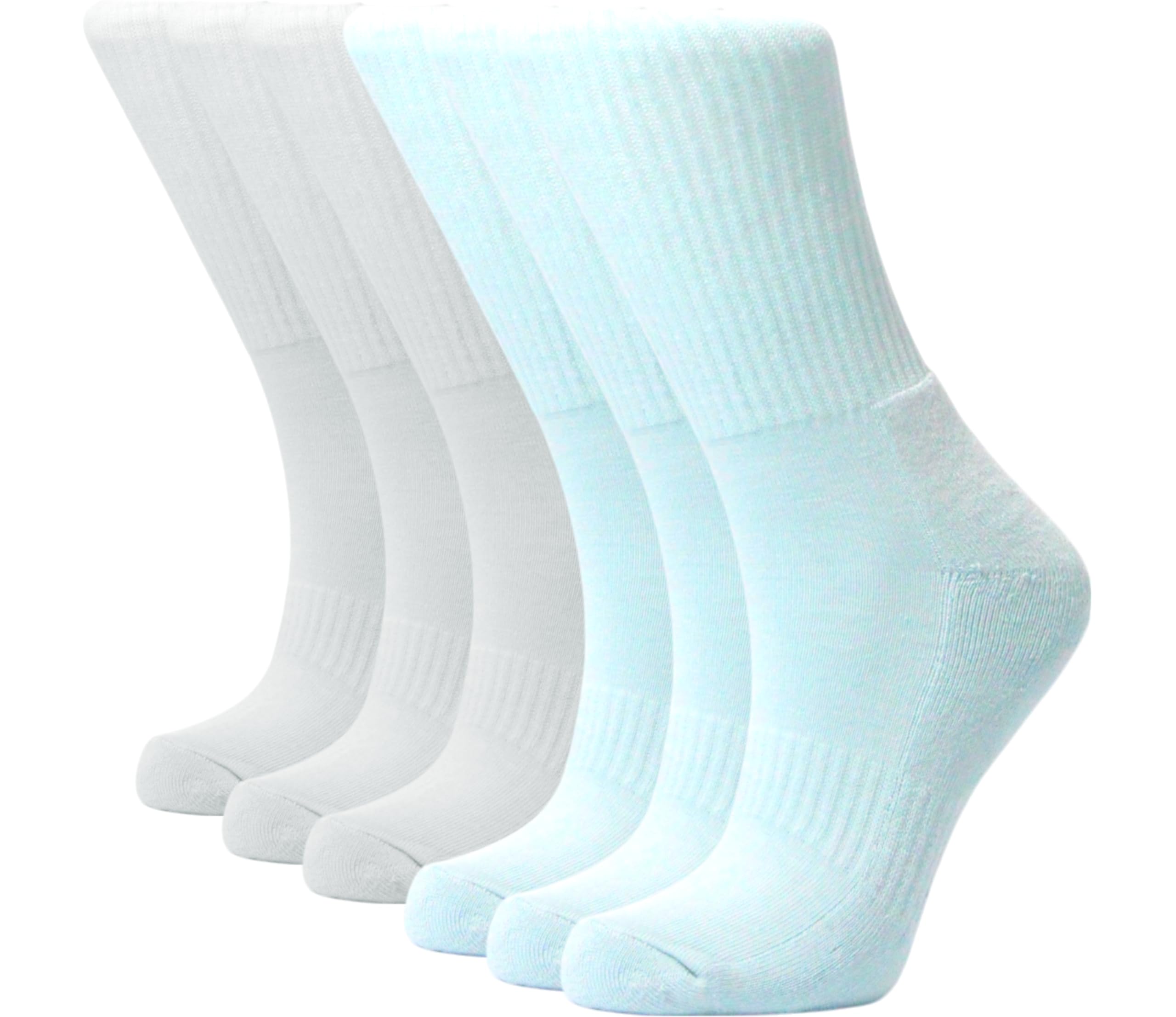 Women's Performance Cushion Hiking, Running Crew Socks (US, Numeric, 6.5, 9, Regular, Regular, 6, White-Blue)