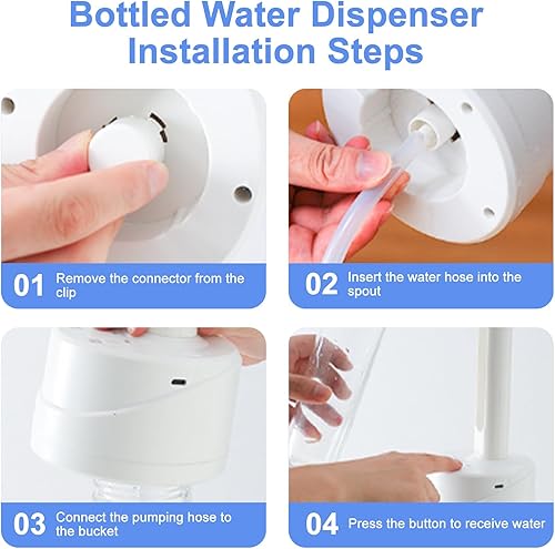 Miniatura 8 de Latedaux - Dispensador de botellas de agua eléctrica de escritorio de doble uso, de 5 galones, carga USB tipo C, bomba automática de botella de agua