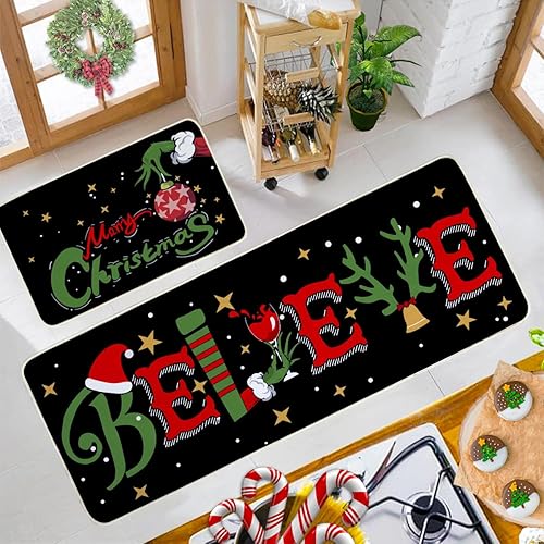 Miniatura 10 de Juego de 2 tapetes de cocina con diseño de cascanueces para decoración navideña, cascanueces para decoración de Navidad, decoración de Navidad para