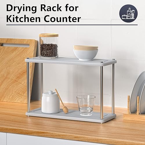 Miniatura 5 de Organizador de fregadero de cocina de secado instantáneo, bandeja de secado de piedra de diatomita para dispensador de jabón, cepillo de esponja y