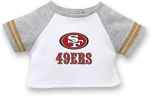Miniatura 2 de American Girl San Francisco 49ers - Camiseta para fanáticos de 18 pulgadas con cuello redondo y manga corta a rayas, color rojo y dorado, 1 pieza, a