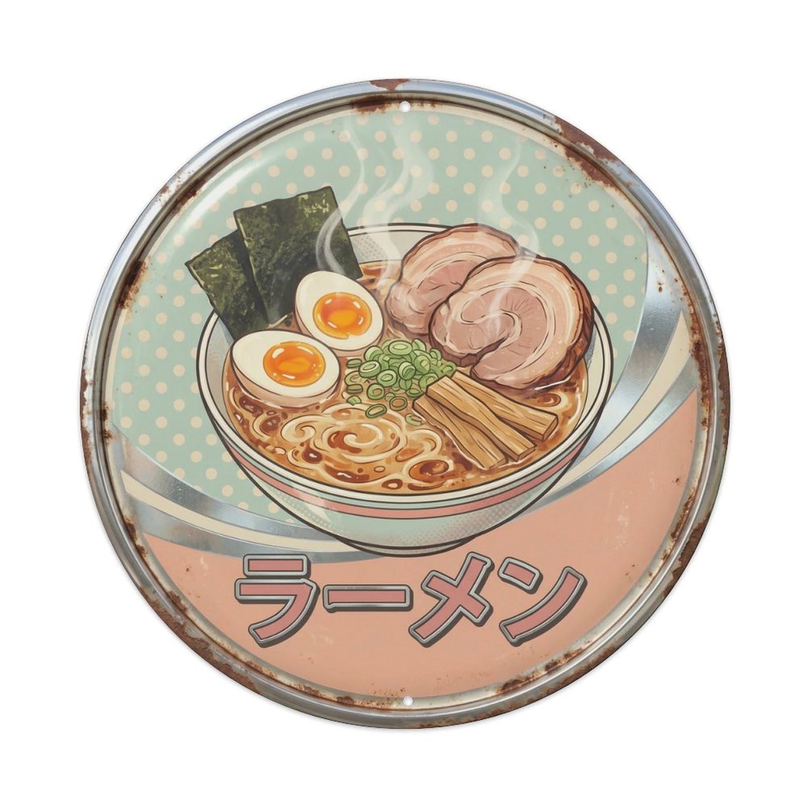 Cxhjca 8X8inch(20X20cm) Ramen Japanese Noodle Bar Retro Diner Noodles Soup Metal Tin Sign