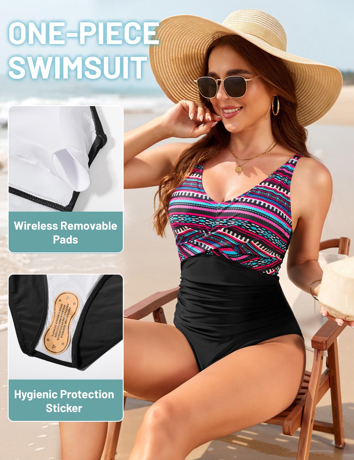 UMIPUBO Costume da Bagno Intero Donna Sexy Scollo a V Costumi da Mare Interi Curvy Push Up Imbottito Reggiseno Bikini Controllo della Pancia Cross Costumi Un Pezzo Spiaggia Beachwear