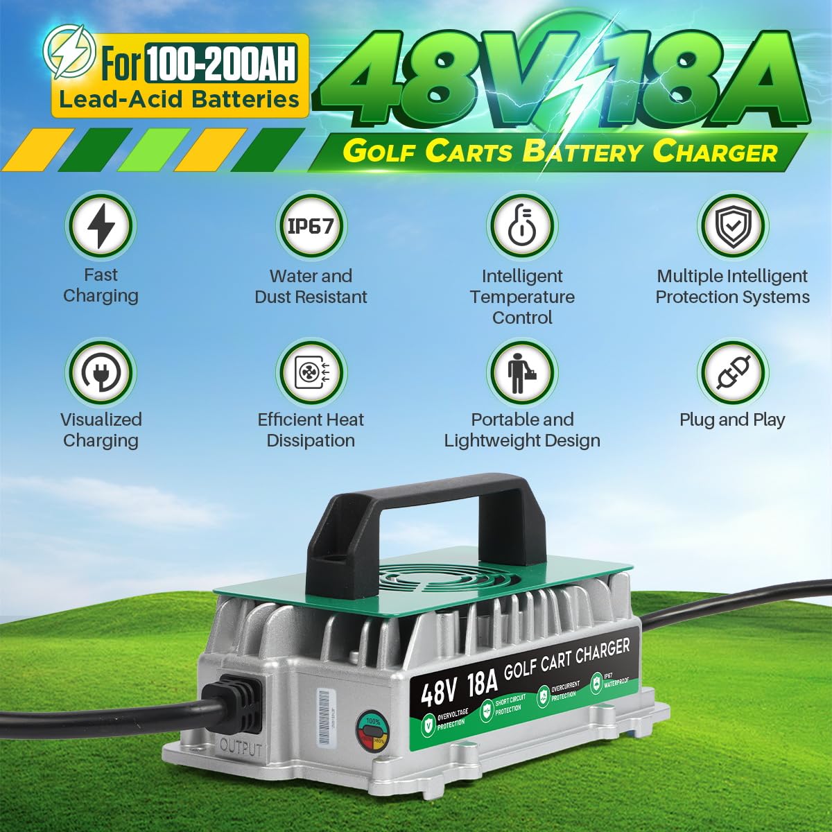 Snapklik.com : Golf Cart Charger 48 Volt EZGO RXV TXT Fast Charging ...