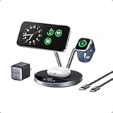 Prime MagSafe Charger Compatible&comma; 3-in-1 Charging Station&comma; Qi2 25W Certified Wireless Charger Dock Stand&comma; Smart Display with TEC Active Cooling&comma; for iPhone 17&comma; Apple Watch&comma; AirPods&comma; and More