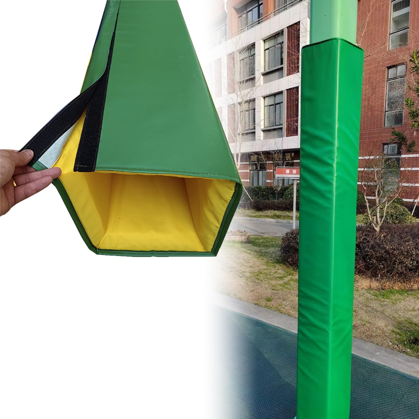 EXCLURA 6 feet Tall Column Cover Square Pole Protector, Basketball Pole Padding for Impact Absorption, All Weather Garage Pillar Mat Wrap Around(Green,12x12/30x30cm)