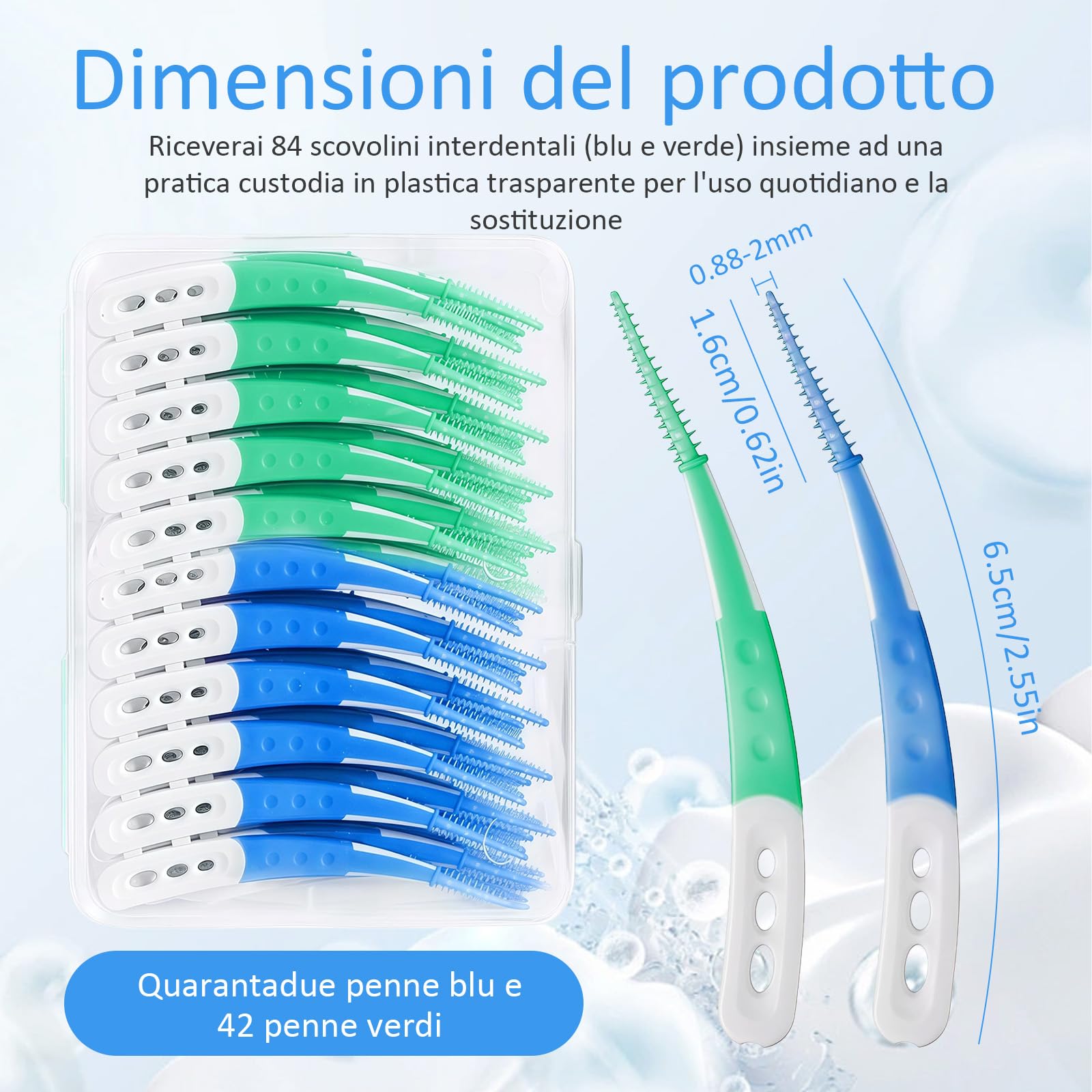 84 spazzole interdentali, spazzole interdentali, design curvo per denti sani e una facile pulizia degli spazi interdentali difficili da raggiungere