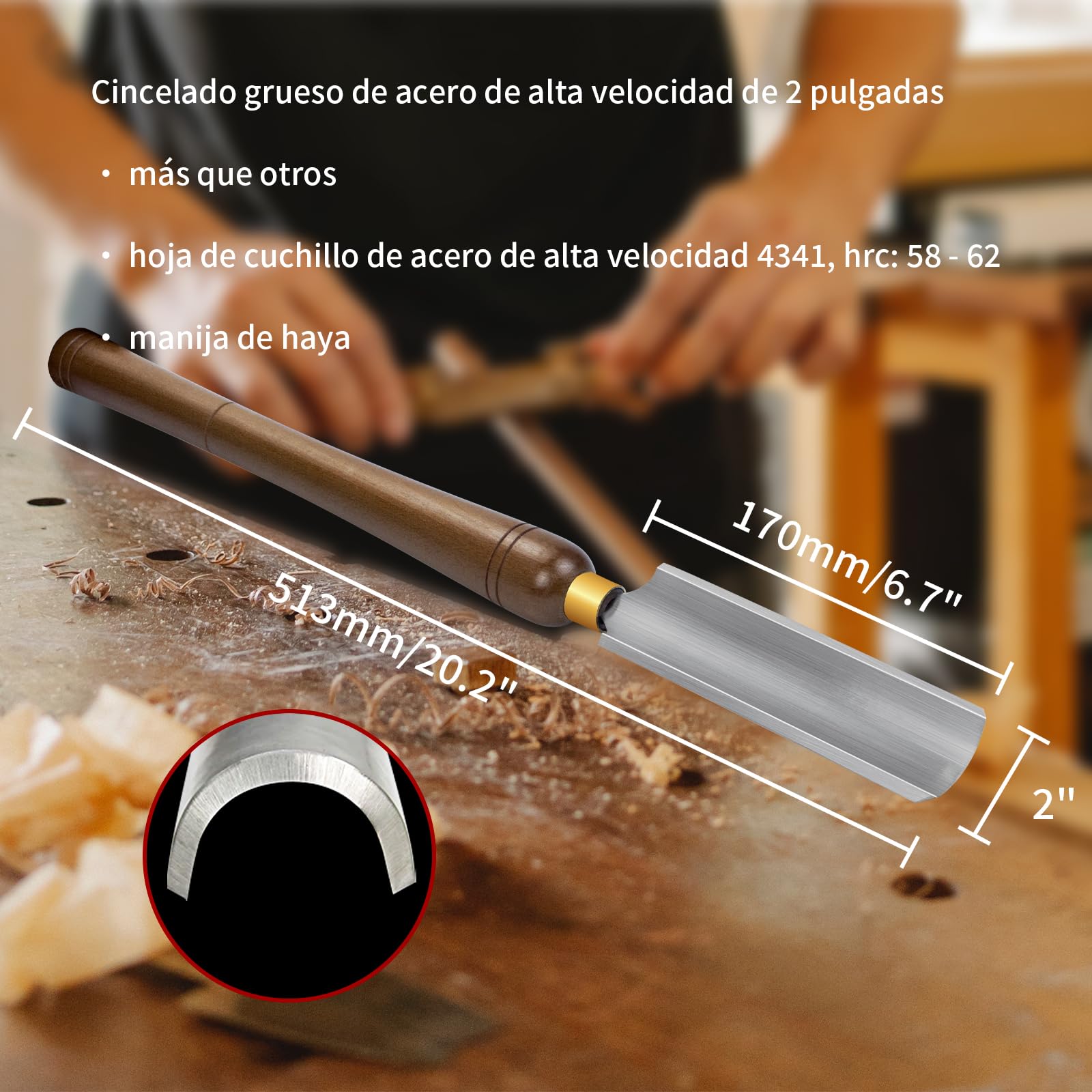 Gubia de Cuenco de Torneado de Madera, 2 pulgadas Herramientas De Torneado De Torno De Madera De Con Hoja HSS