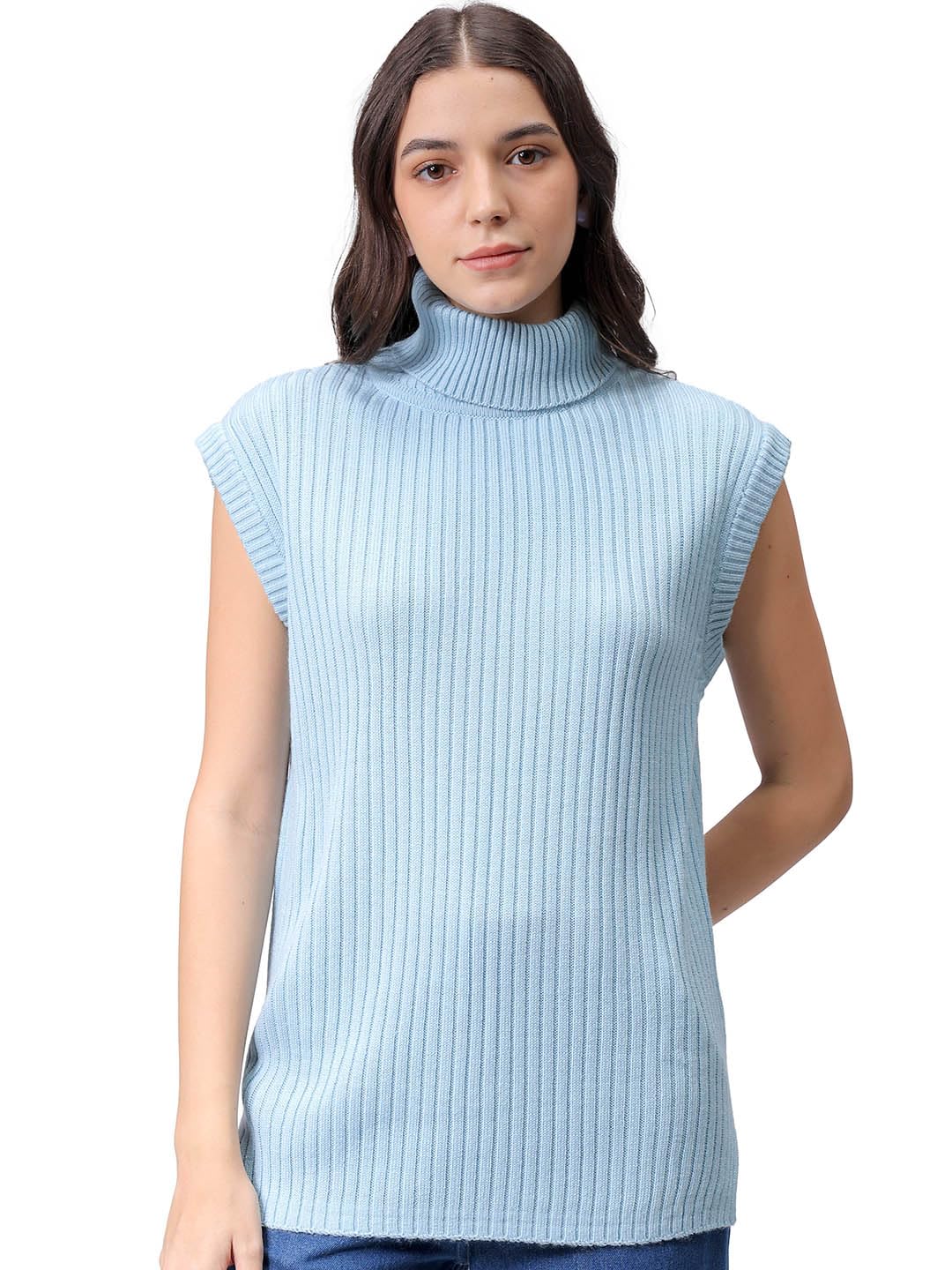 freehand by The Indian Garage Co Women Loose Fit Solid High Neck Sweater-picture-13