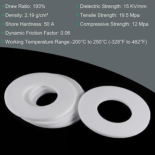 Miniatura 3 de MECCANIXITY Arandelas planas de PTFE 3.071 in OD 1.496 in ID 0.118 in espesor DN32 Brida Junta de Brida, Blanco Paquete de 5