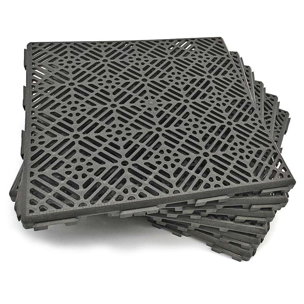Pack de 12 Dalles Anti-humidité Anthracite ≈1m² Camping Vestiaires Piscines