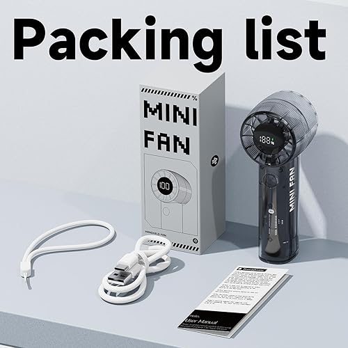Miniatura 8 de Mini ventilador de mano portátil de alta velocidad, pequeño ventilador de refrigeración USB personal recargable para viajes, camping, oficina y uso