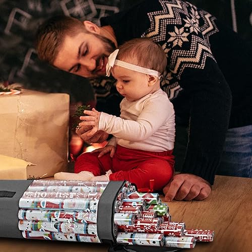 Miniatura 6 de ProPik Bolsa organizadora de almacenamiento de papel de regalo almacena hasta 25 rollos de 40 pulgadas poliéster resistente y bolsa transparente de