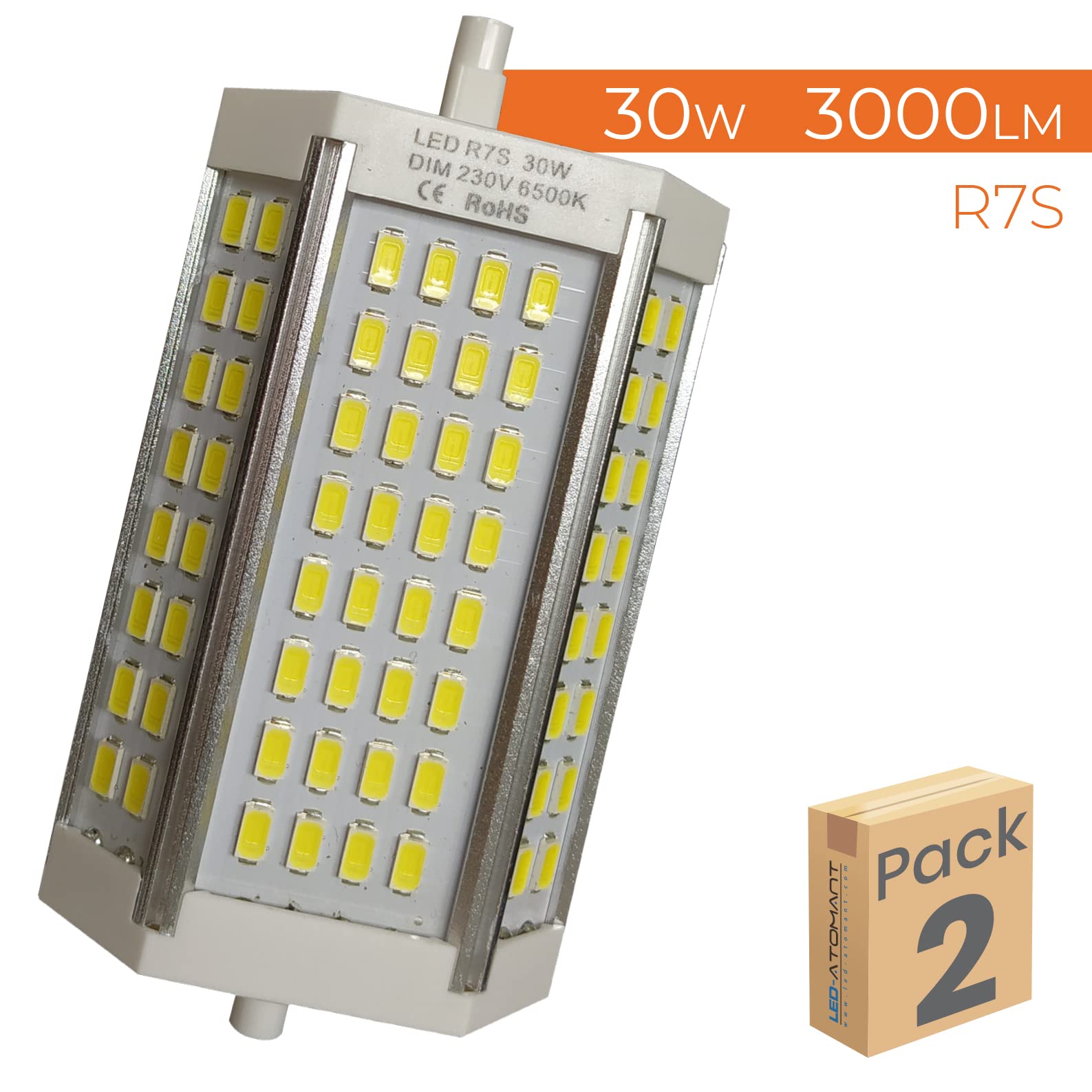 LED ATOMANT 2x Ampoule LED R7S 118mm 30W Dimmable Blanc Neutre 3000lm