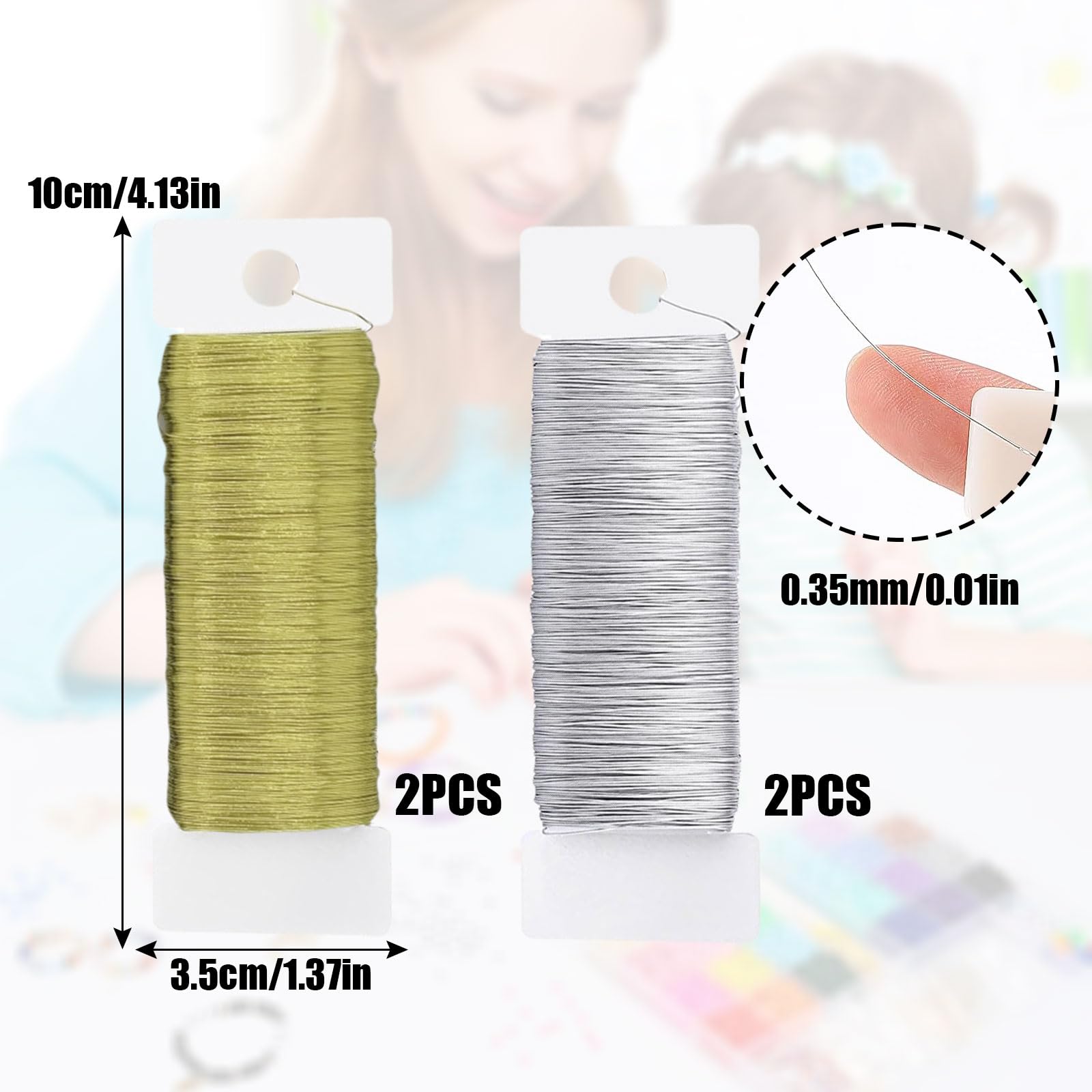 Jewellery Wire - 4 Rolls 0.35 mm Gold Silver Wire for Jewellery Making Craft, Florist, DIY Flower Arrangement, Wedding, Bouquets - Image 2