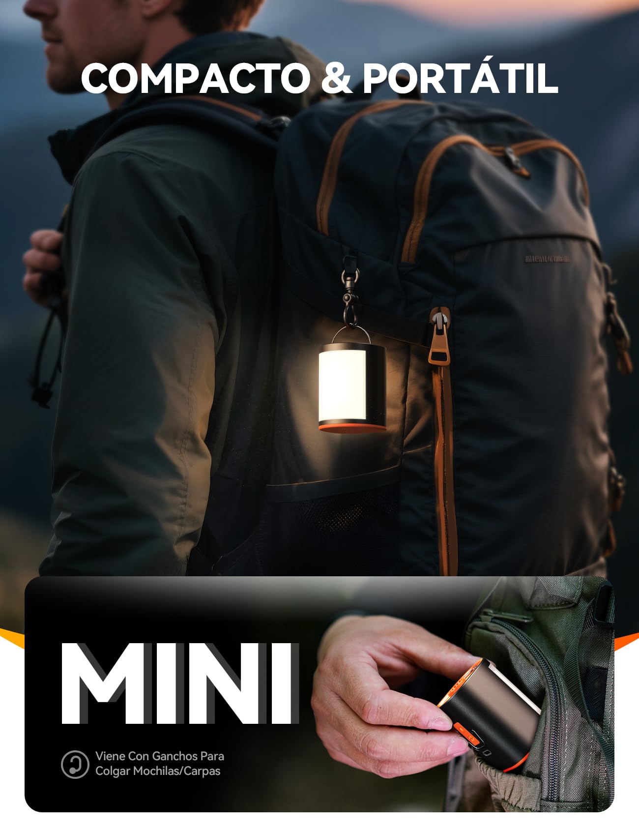 JOYROOM Hinchador Electrico Compacta para Colchón Inflable con Luz Campamento, 4,8kPa Recargable con Inflador Colchon Hinchable Batería 3600mAh, 6 Boquillas para Almohadas Inflables & Bolsas al Vacío