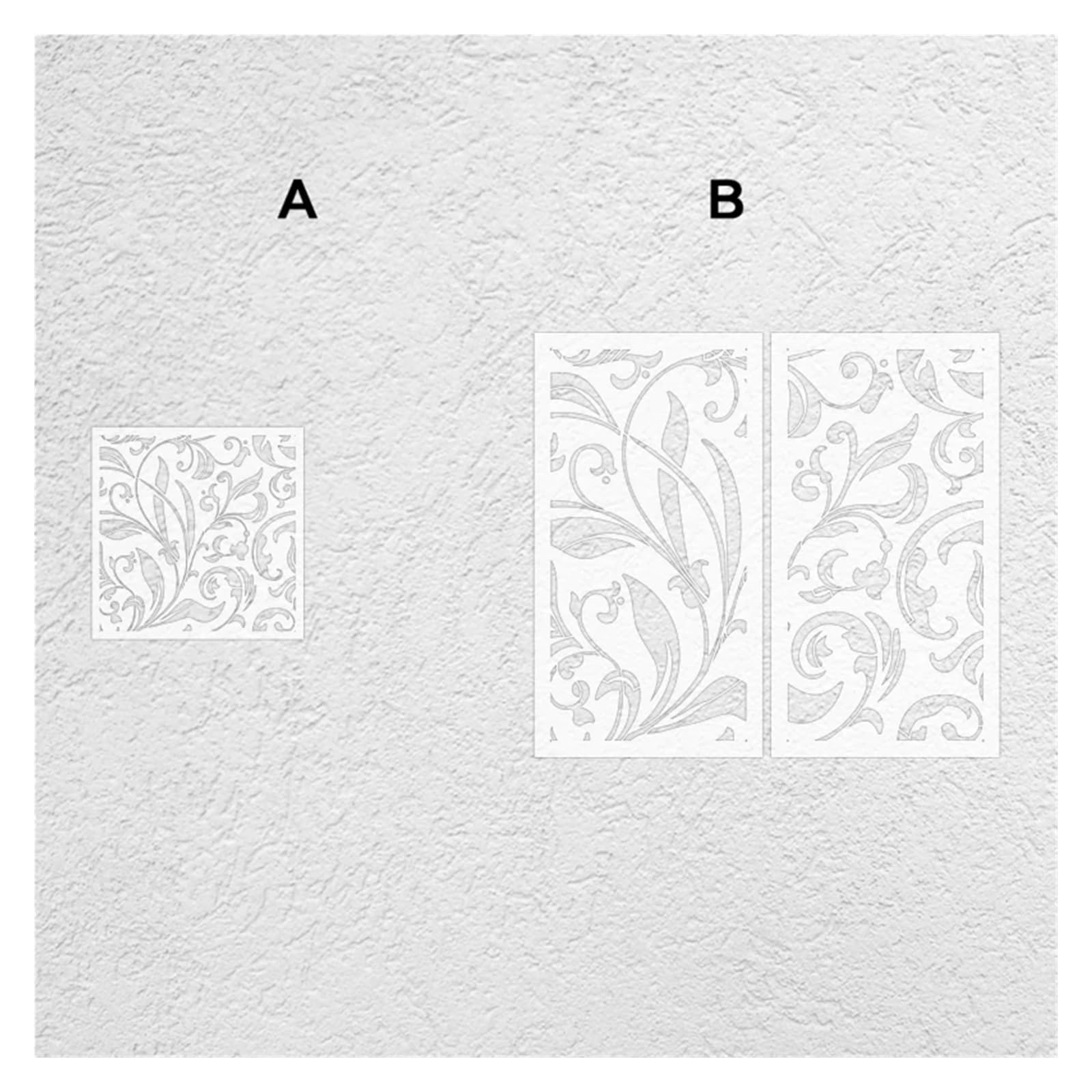 Plantilla de 50 cm a 90 for pintar paredes, plantilla decorativa con motivos florales, hojas, enredaderas curvas y zarcillos en espiral