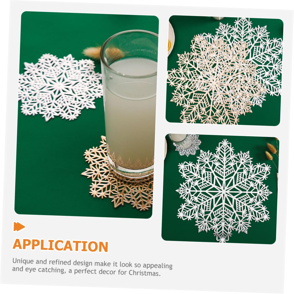 TOPBATHY Lot De 2 Sets De Table De Noël en Forme De Flocons De Neige Résistants À La Chaleur Accessoires De Cuisine Festifs 6 Pièces X 2